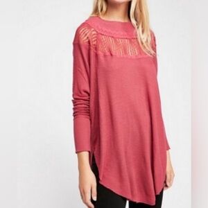 FREE PEOPLE Spring Valley Long Sleeve waffle knit thermal top medium EUC